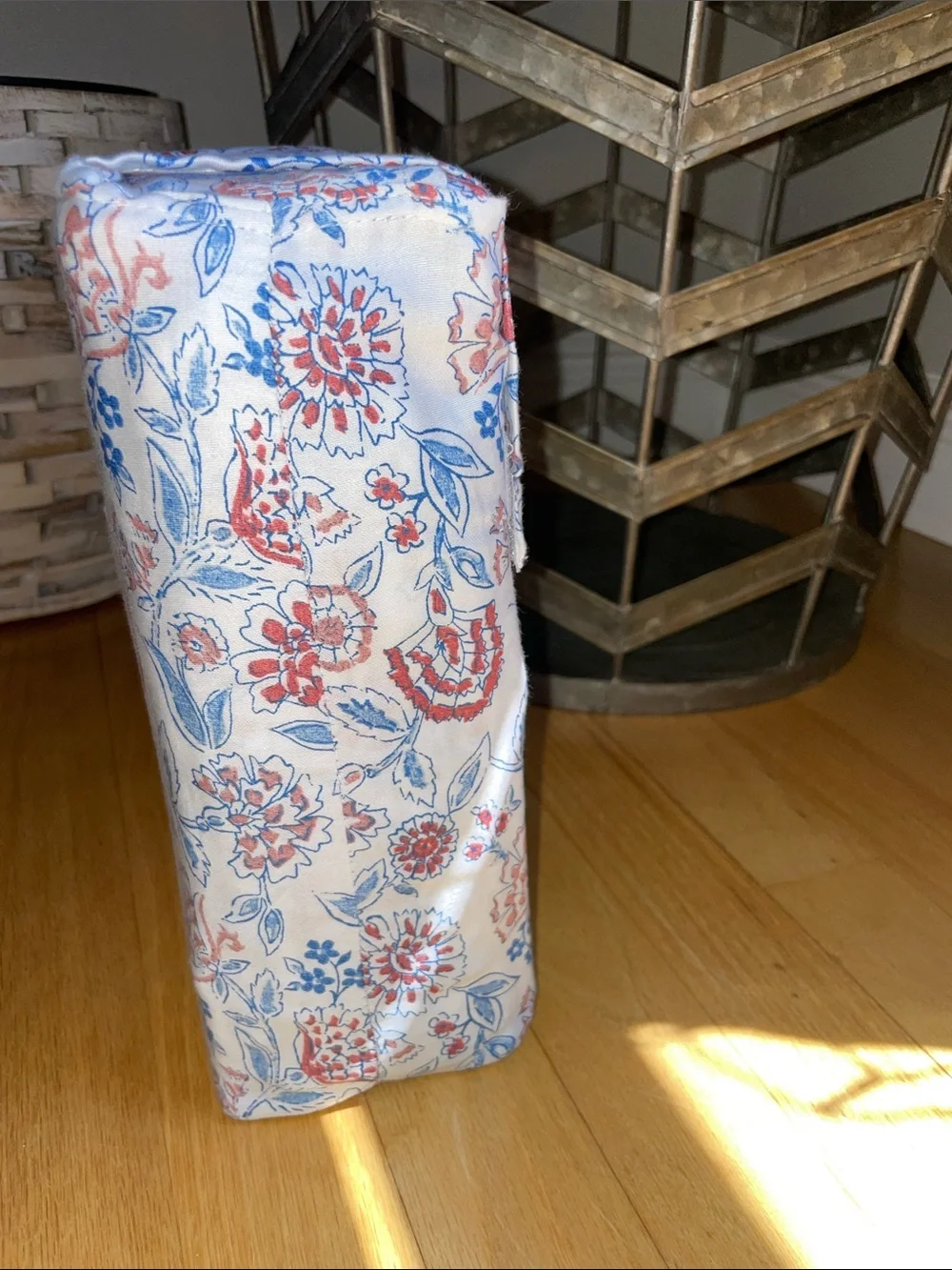 Rachel Zoe Floral King Sheet Set in Red and Blue floral on white background
